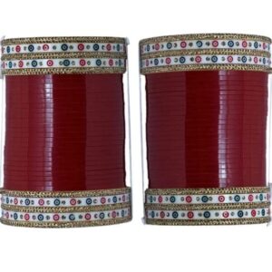 Bridal Punjabi Chura Wedding Maroon Choora/Chooda Set for Marriage for Women/Traditional Bangles for Women/Ethnic Jewelry for Indian Women/Women Bangle Ethnic choora set (Maroon, 2.8)