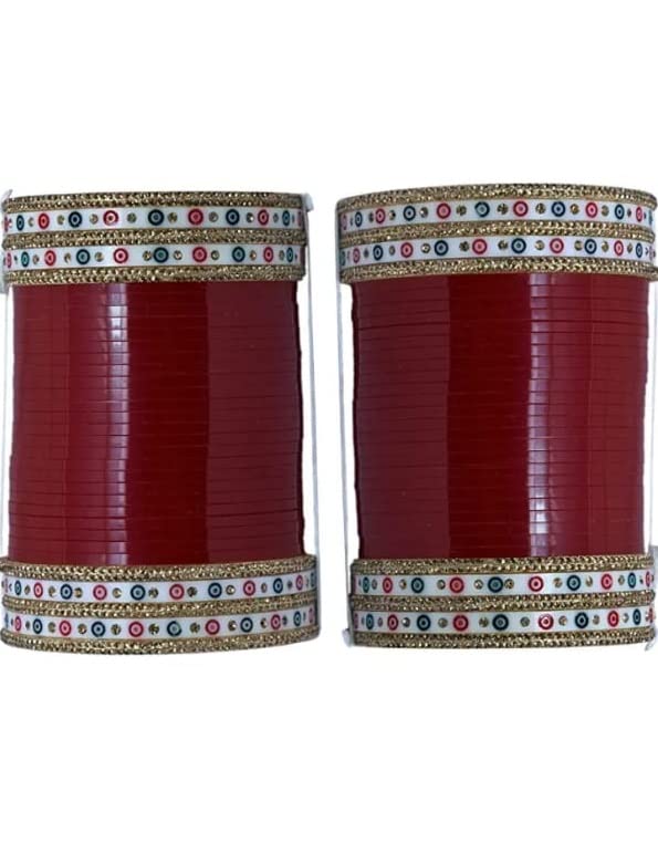 Bridal Punjabi Chura Wedding Maroon Choora/Chooda Set for Marriage for Women/Traditional Bangles for Women/Ethnic Jewelry for Indian Women/Women Bangle Ethnic choora set (Maroon, 2.8)