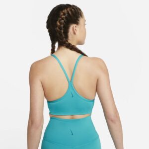 Nike Women`s Yoga Dri-FIT Indy Light-Support Padded Metallic Tape Sports Bra (A(DD1407-356)/M, Medium)