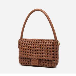 Angryapple Women Vegan Leather Hand-woven Handbag,Fashion Candy Color Shoulder Underarm Crossbody with Purse Casual Tote Bag (brown)