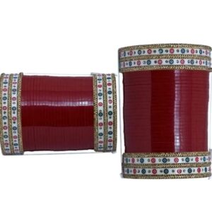 Bridal Punjabi Chura Wedding Maroon Choora/Chooda Set for Marriage for Women/Traditional Bangles for Women/Ethnic Jewelry for Indian Women/Women Bangle Ethnic choora set (Maroon, 2.8)