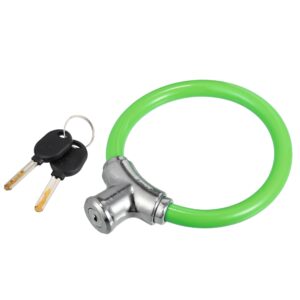 X AUTOHAUX 39cmx12mm Bike Locks Cable Portable Security Bicycle Anti Theft Ring Lock with Key Green