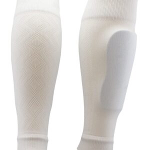 TCK Soccer Shin Guard Sleeves Football Leg Sleeves Youth Mens (White, Large)