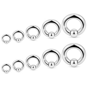 Hoeudjo Large Septum Rings 14G 12G 8G 6G 4G PA Ring Spring Action Captive Bead Rings Ear Gauges Stretching Expander Kit Stainless Steel Stretched Septum Jewelry Kit for Women Men