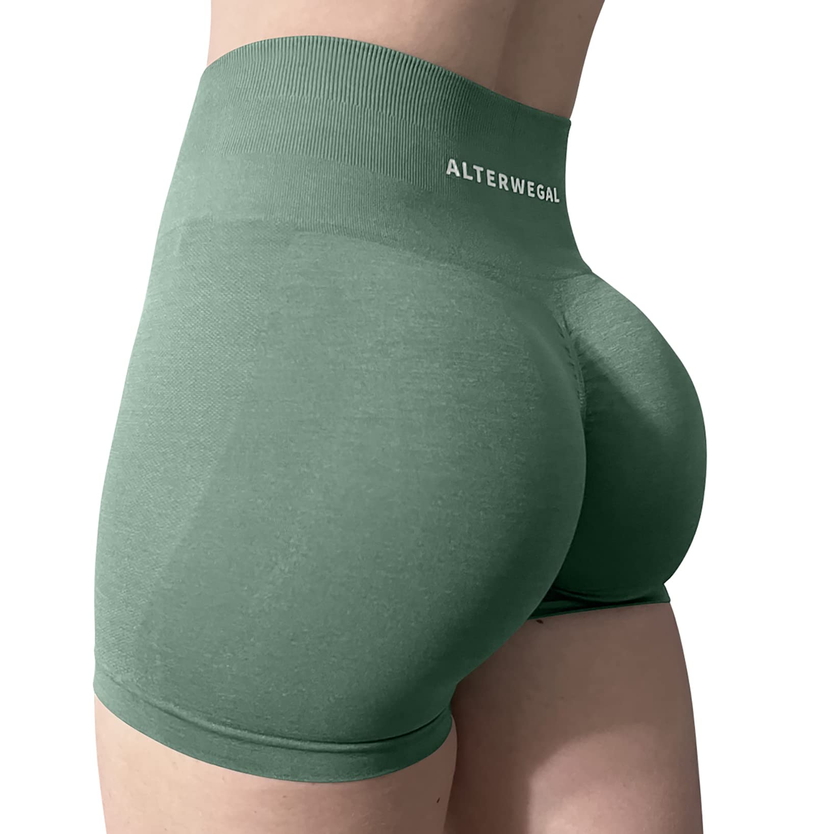 ALTERWEGAL Amplify Shorts High Waist Workout Seamless Scrunch Gym Greyish Teal