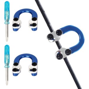 fenjaner archery 2 sets compound bow d loop metal release aids hook hunting shooting target accessories (blue)