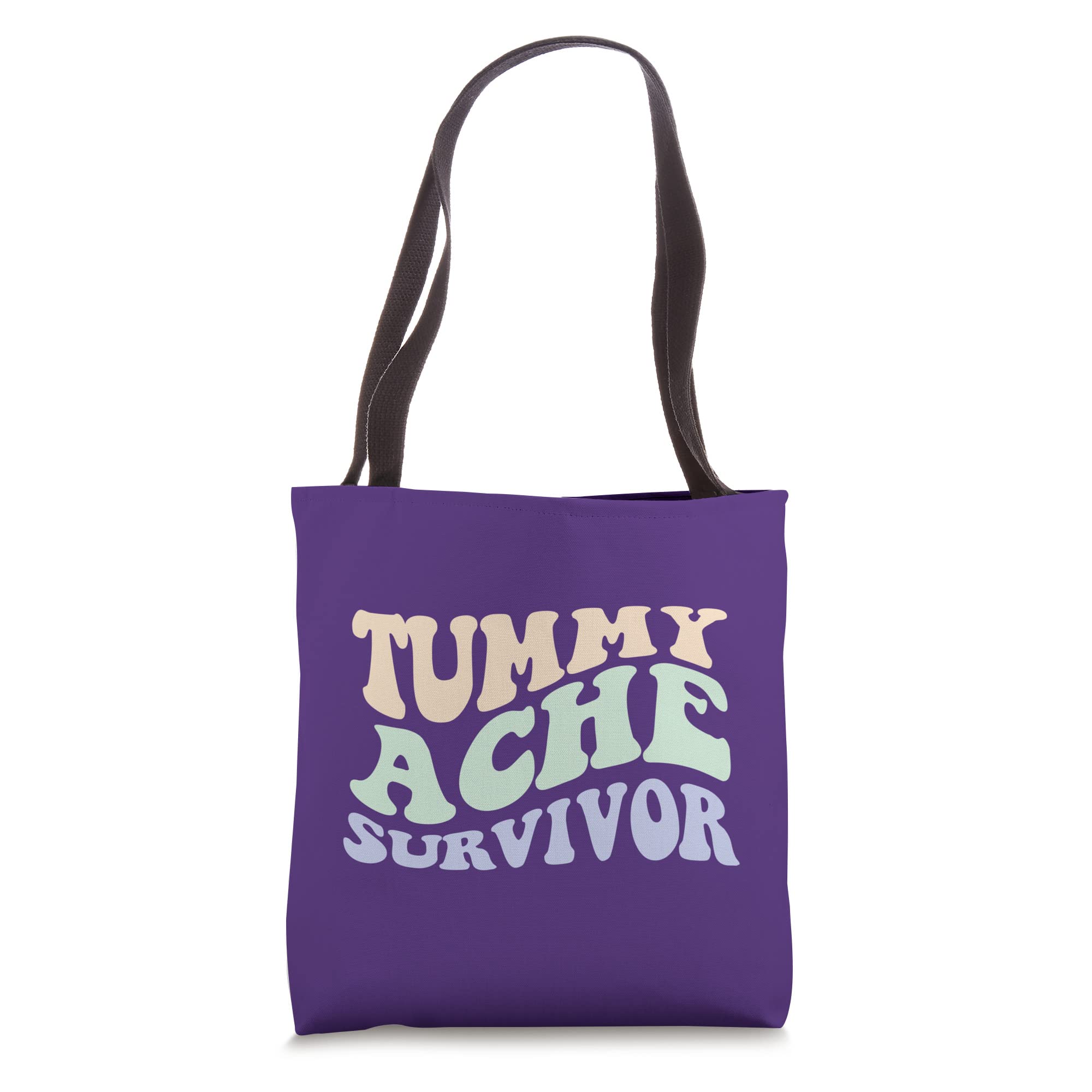 TUMMY ACHE SURVIVOR My Stomach Hurts Funny Wavy Meme Tote Bag