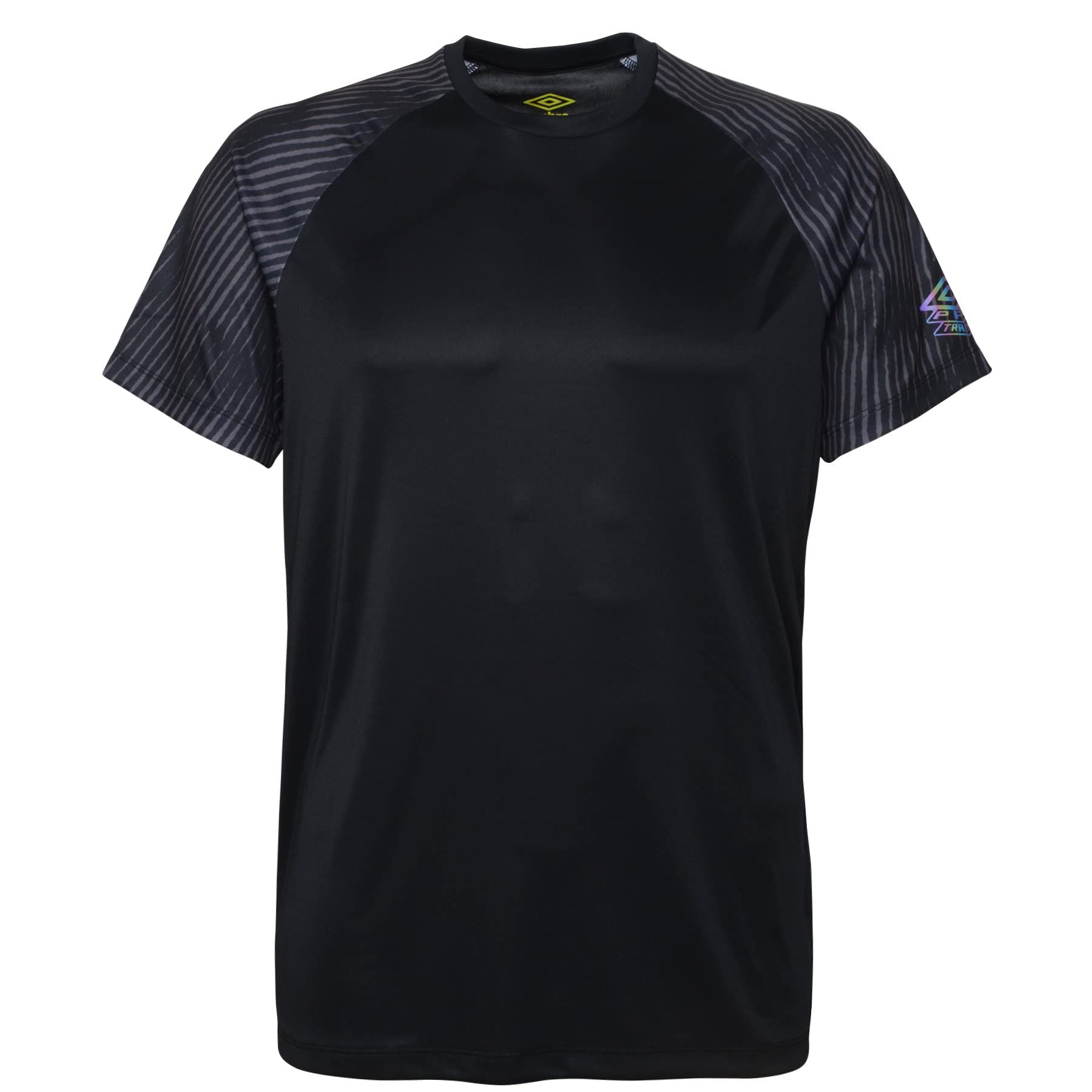 Umbro Men's Pro Training Graphic Sleeve Jersey Tee, Black/Periscope, Medium