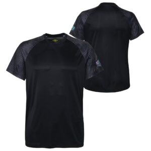 Umbro Men's Pro Training Graphic Sleeve Jersey Tee, Black/Periscope, Medium