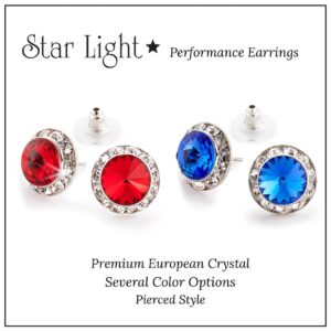 Star Light Crystal Jewelry | Colorful Rhinestone Pierced Earrings for Dance, Pageant, Prom, Performance, Wedding or Special Event Honey/Gold 15mm