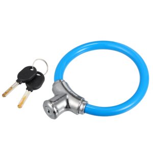 x autohaux 39cmx12mm bike locks cable portable security bicycle anti theft ring lock with key blue