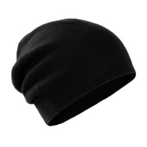 Villand 100% Cashmere Beanie for Women and Men with Gift Box, Oversized Soft Knitted Hat, Double-Layered Cashmere Ski Cap (Black)