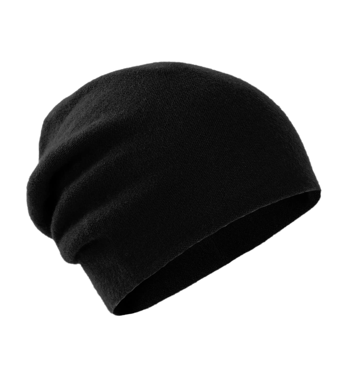 Villand 100% Cashmere Beanie for Women and Men with Gift Box, Oversized Soft Knitted Hat, Double-Layered Cashmere Ski Cap (Black)