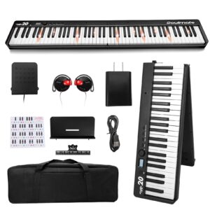 soulmate folding piano keyboard 88 keys, portable electric keyboard with bluetooth midi, full size digital piano semi-weighted touch sensitive, with storage bag for beginner