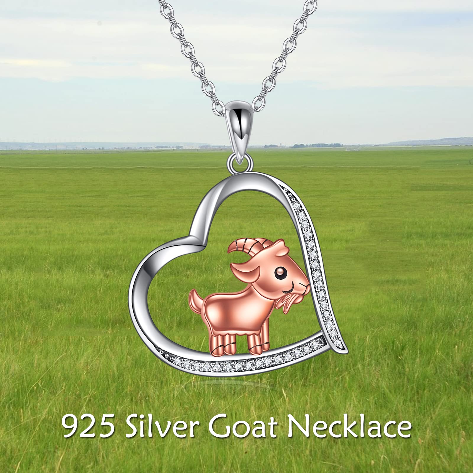 YAFEINI Goat Gifts for Goat Lovers Sterling Silver Goat Heart Necklace Goat Pendant Jewelry for Women