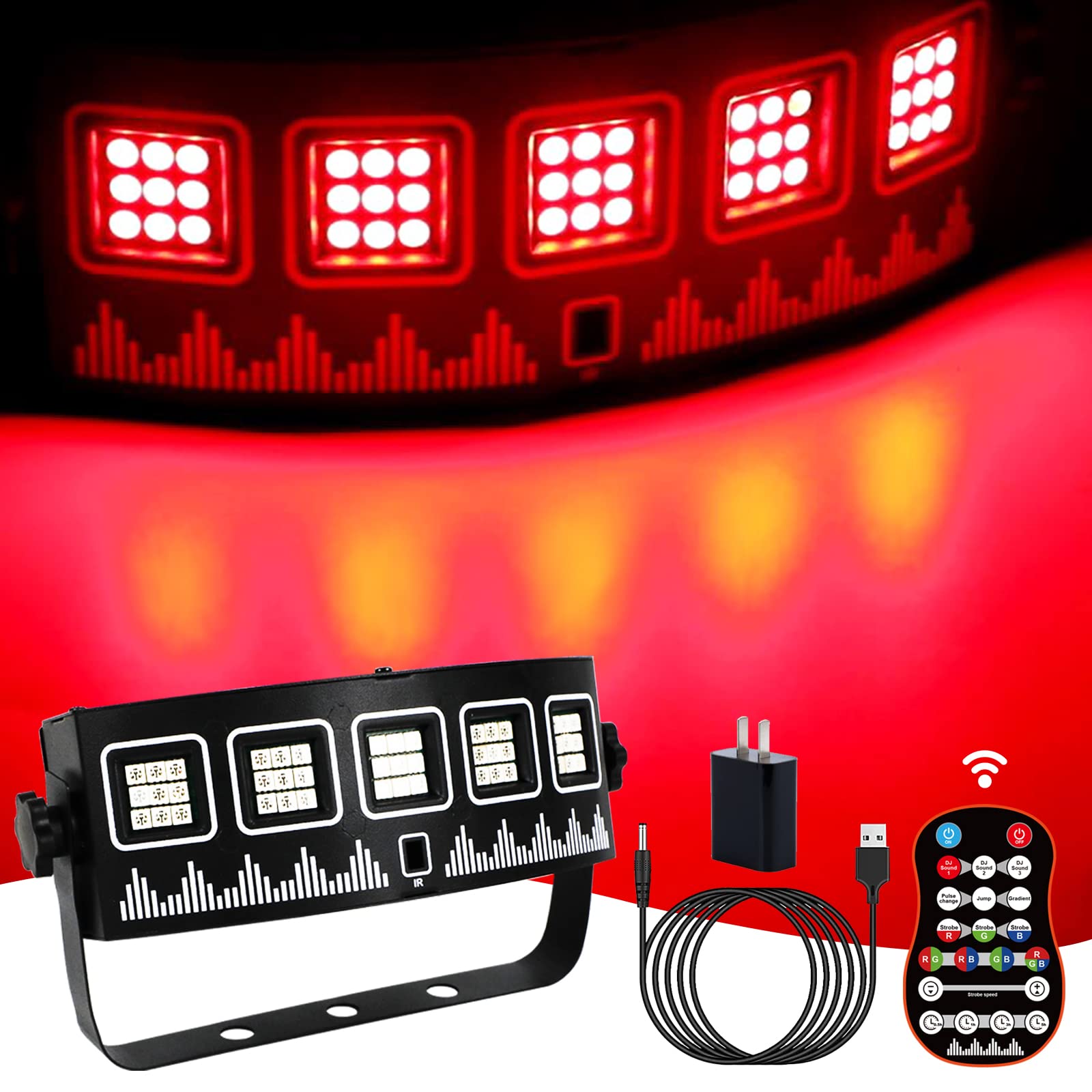 Mini Strobe Party Light with Remote,USB Powered and Speed Control,Timing Flashing Lights,45 Super Bright LED Light Bulbs,Sound Activated Stage Lights for DJ Show Club Disco Karaoke