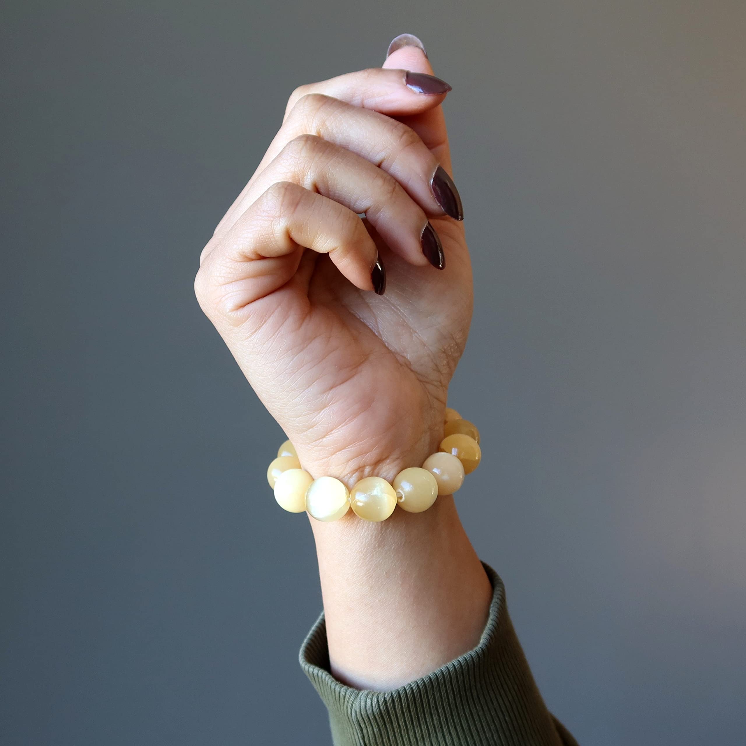 Satin Crystals Orange Selenite Bracelet Citrus Sunshine Satin Spar Stones 15-16mm / 7 Inches