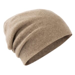 Villand 100% Cashmere Beanie Hat for Women and Men with Gift Box, Double-Layered Ski Cap, Knitted Cashmere Hat for Winter (Undyed Camel)