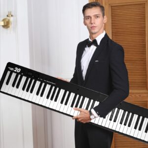 Soulmate Folding Piano Keyboard 88 Keys, Portable Electric Keyboard with Bluetooth MIDI, Full Size Digital Piano Semi-Weighted Touch Sensitive, with Storage Bag for Beginner