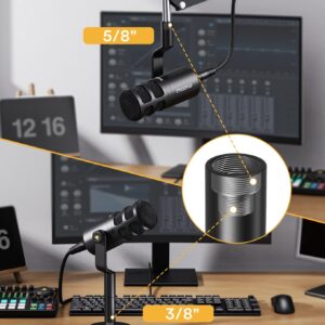 MAONO XLR Podcast Microphone, Cardioid Studio Dynamic Mic for Vocal Recording, Streaming, Voice-Over, Voice Isolation Technology, Metal Mic, Works for Audio Interface, Mixer, Sound Card-PD100