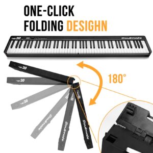 Soulmate Folding Piano Keyboard 88 Keys, Portable Electric Keyboard with Bluetooth MIDI, Full Size Digital Piano Semi-Weighted Touch Sensitive, with Storage Bag for Beginner