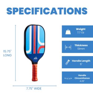 Nettie Pickleball Co - Classic Pickleball Paddle | USA Pickleball Association Approved | Lightweight Carbon Fiber Honeycomb Core (Bedford)