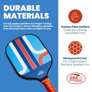 Nettie Pickleball Co - Classic Pickleball Paddle | USA Pickleball Association Approved | Lightweight Carbon Fiber Honeycomb Core (Bedford)