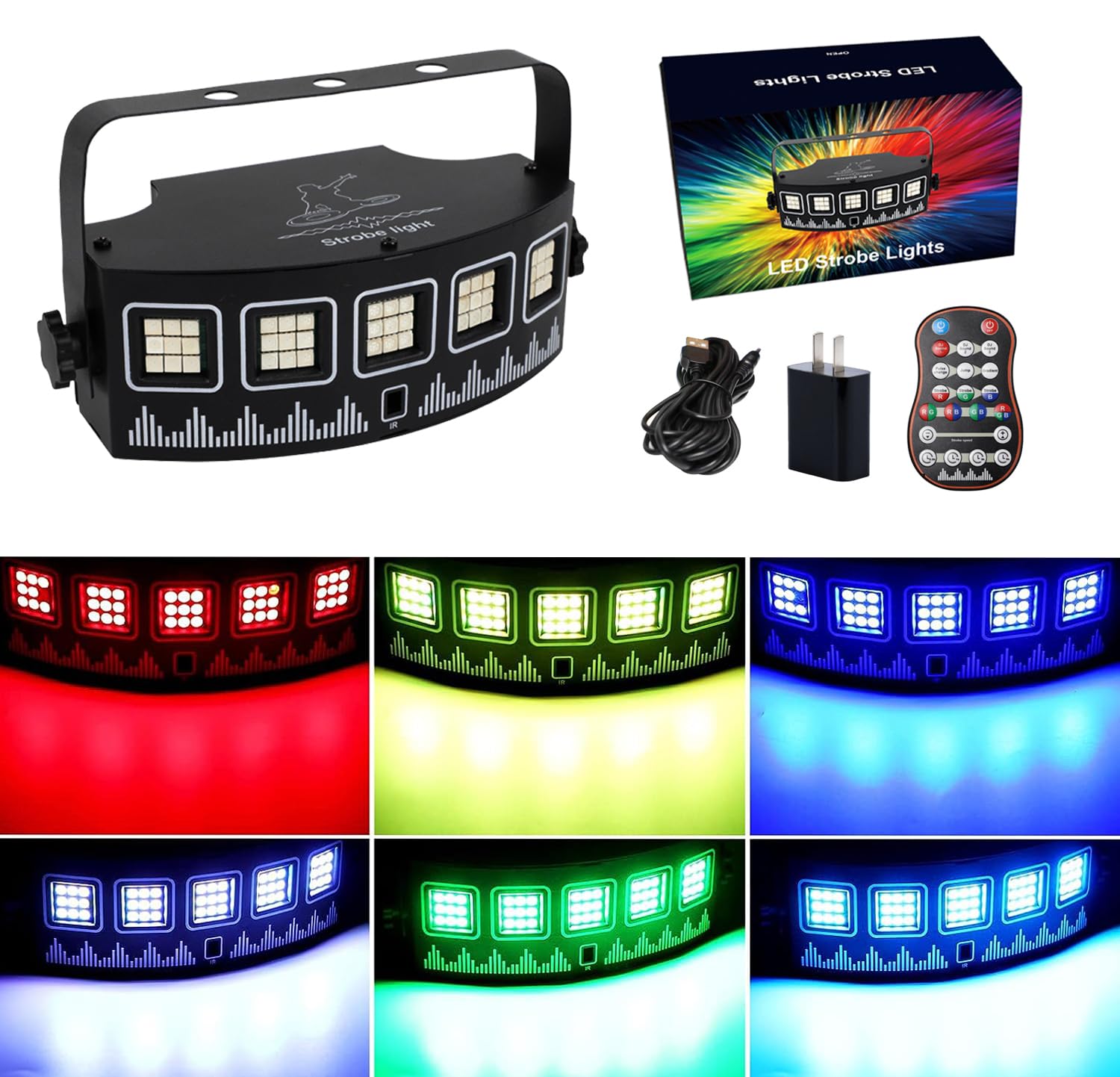 Mini Strobe Party Light with Remote,USB Powered and Speed Control,Timing Flashing Lights,45 Super Bright LED Light Bulbs,Sound Activated Stage Lights for DJ Show Club Disco Karaoke