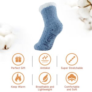 Century Star Womens Fuzzy Socks with Grips Hospital Socks Non Slip Slipper Socks Athletic Fluffy Cozy Gripper Yoga Pilates Socks for Christmas 5 Pairs Mixed Color