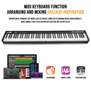 Soulmate Folding Piano Keyboard 88 Keys, Portable Electric Keyboard with Bluetooth MIDI, Full Size Digital Piano Semi-Weighted Touch Sensitive, with Storage Bag for Beginner