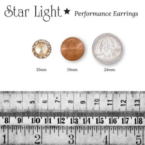 Star Light Crystal Jewelry | Colorful Rhinestone Pierced Earrings for Dance, Pageant, Prom, Performance, Wedding or Special Event Honey/Gold 15mm