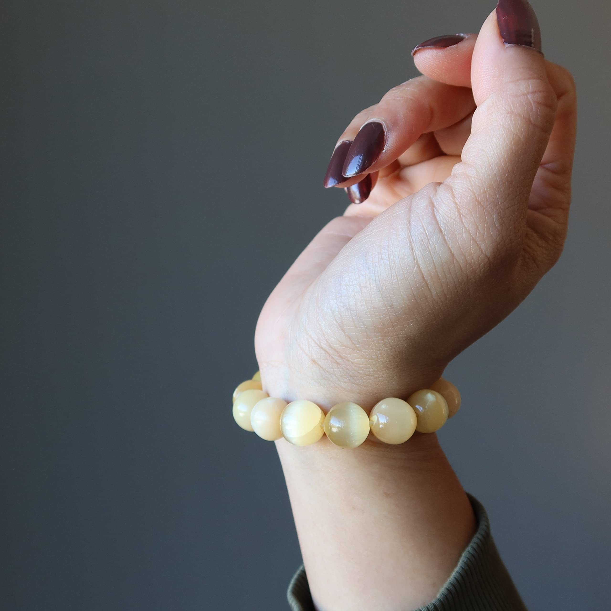 Satin Crystals Orange Selenite Bracelet Citrus Sunshine Satin Spar Stones 15-16mm / 7 Inches