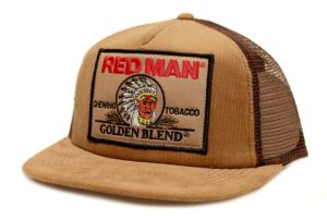 red man chewing vintage patch hat (1990s) redman retro classic snapback cap