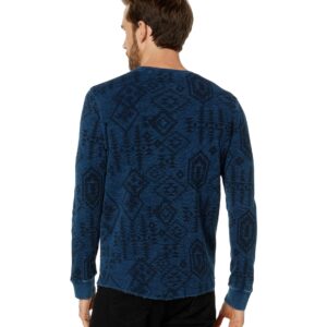 Lucky Brand Men's Printed Crew Neck Thermal, 419 Indigo, SM