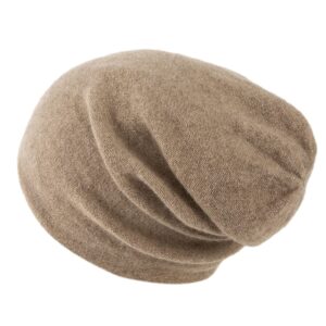 Villand 100% Cashmere Beanie Hat for Women and Men with Gift Box, Double-Layered Ski Cap, Knitted Cashmere Hat for Winter (Undyed Camel)