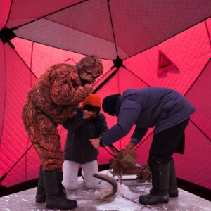 Your Choice Pop Up 3-4 Person Ice Fishing Shelter, Fully Insulated Ice Fishing Shelter, with Insulated Layer to Windproof and Warm Ice Fishing Tent, Ice Fishing Gear and Equipment - Color Red