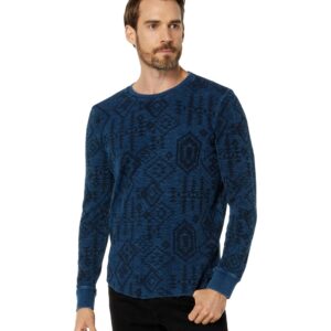 Lucky Brand Men's Printed Crew Neck Thermal, 419 Indigo, SM