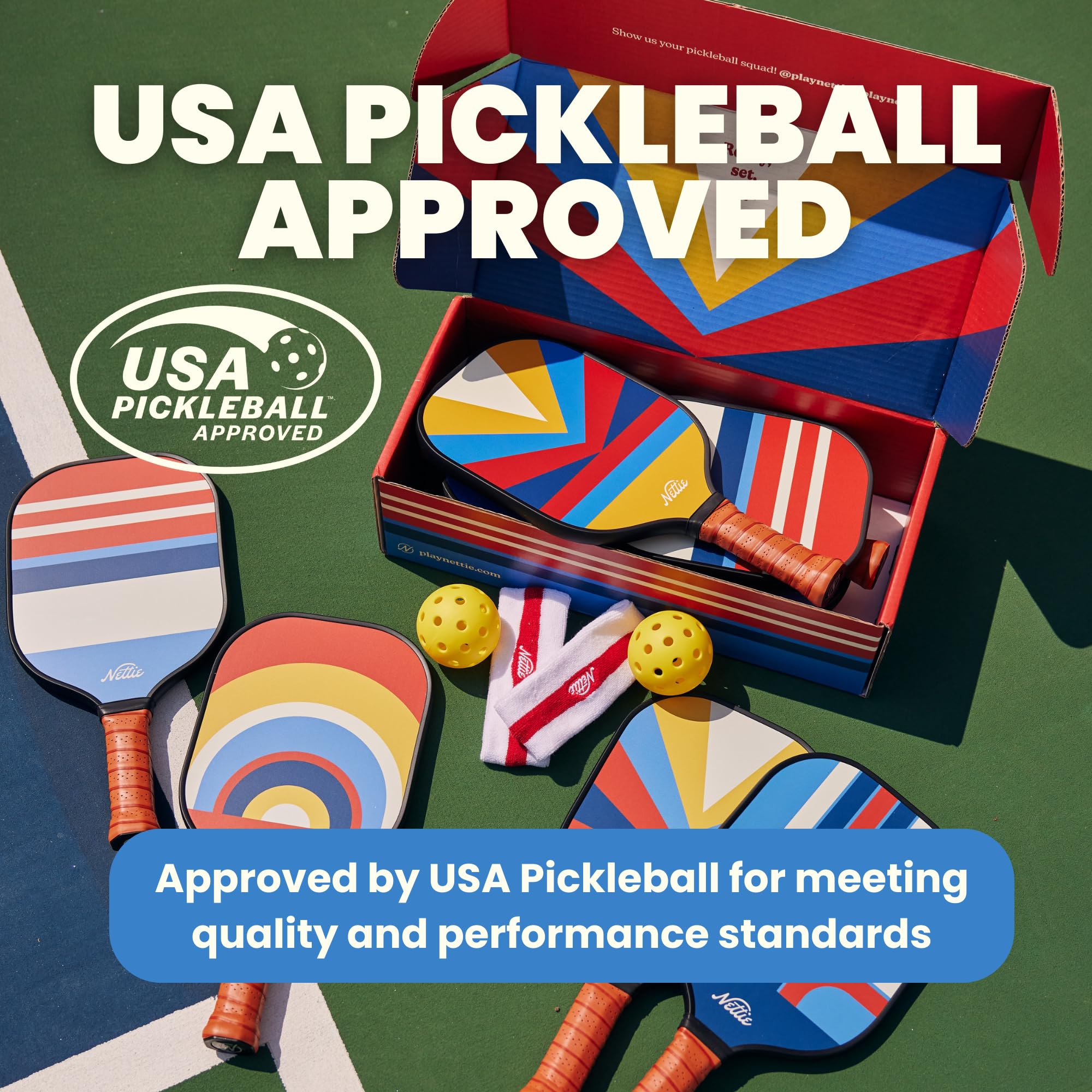 Nettie Pickleball Co - Classic Pickleball Paddle | USA Pickleball Association Approved | Lightweight Carbon Fiber Honeycomb Core (Bedford)