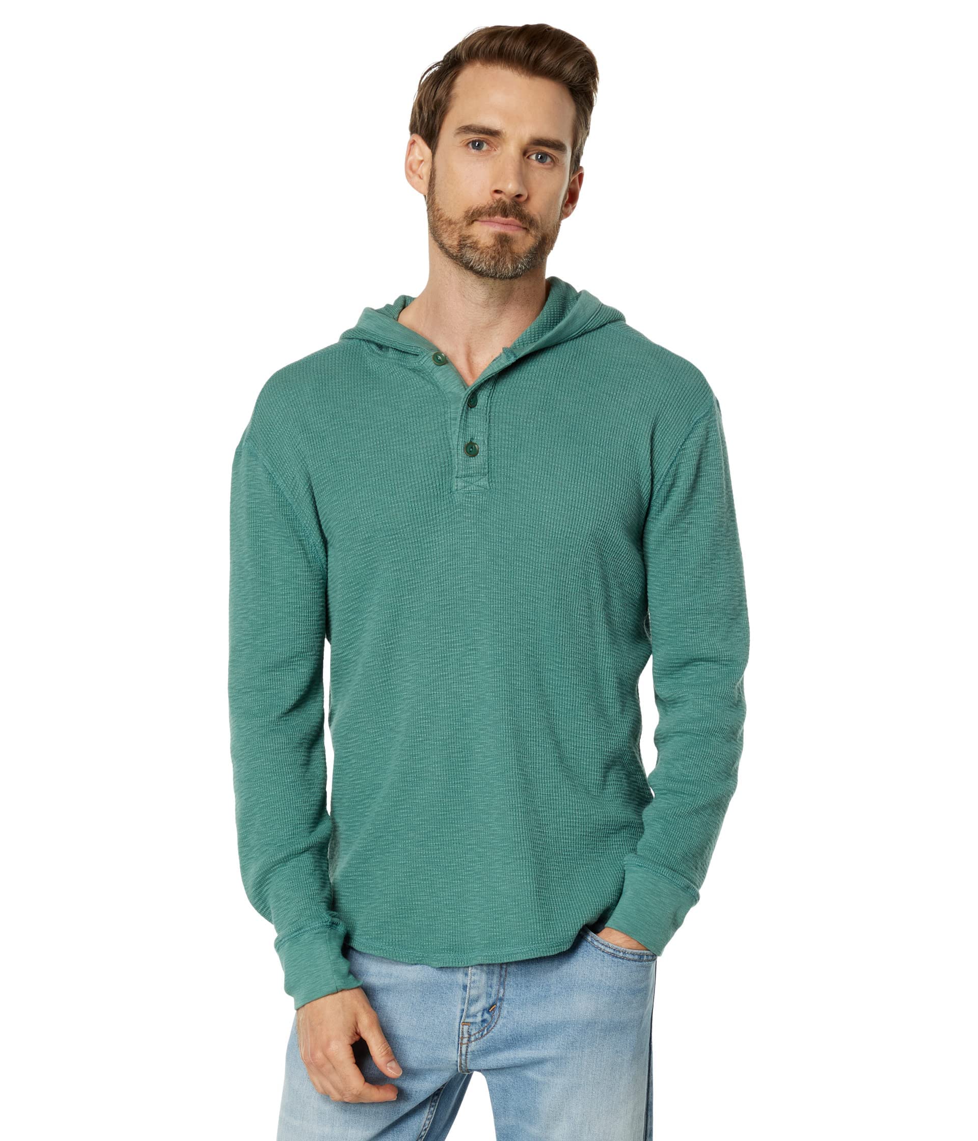 Lucky Brand Garment Dye Thermal Hoodley Sea Pine XL