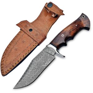 warivo knife premium fixed blade handmade bushcraft and hunting knife – razor-sharp blade, durable design for outdoor enthusiasts (damascus hunting knife)