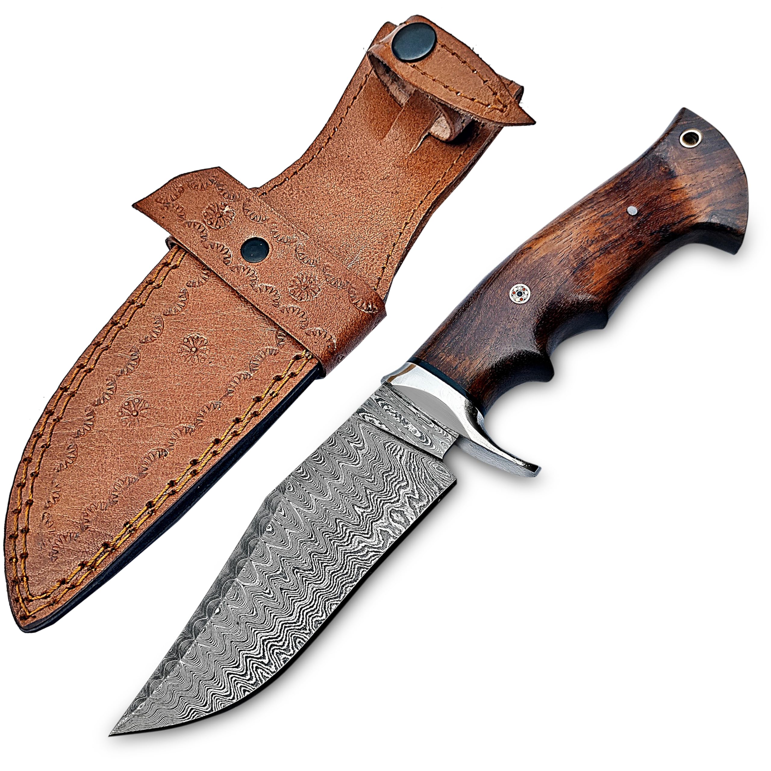 WARIVO KNIFE Premium Fixed Blade Handmade Bushcraft and Hunting Knife – Razor-Sharp Blade, Durable Design for Outdoor Enthusiasts (Damascus Hunting Knife)