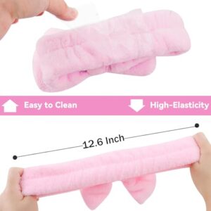 Ondder Spa Headband for Washing Face 8 Pack Pink Skincare Headbands for Women Girls Terry Cloth Cute Bow Head Bands