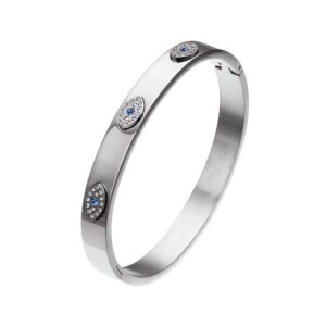 nightcruz evil eye bangel bracelet, stainless steel bangle cuff for men women