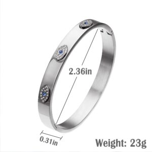 NIGHTCRUZ Evil Eye Bangel Bracelet, Stainless Steel Bangle Cuff for Men Women