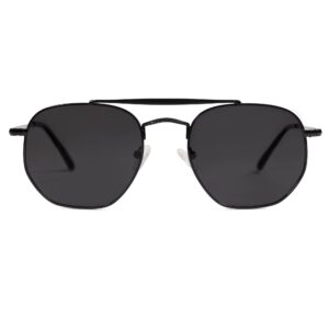 vanlinker retro polarized sunglasses for women men vintage shades uv400 polygon mirrored lens vl9689 black frame grey lenses