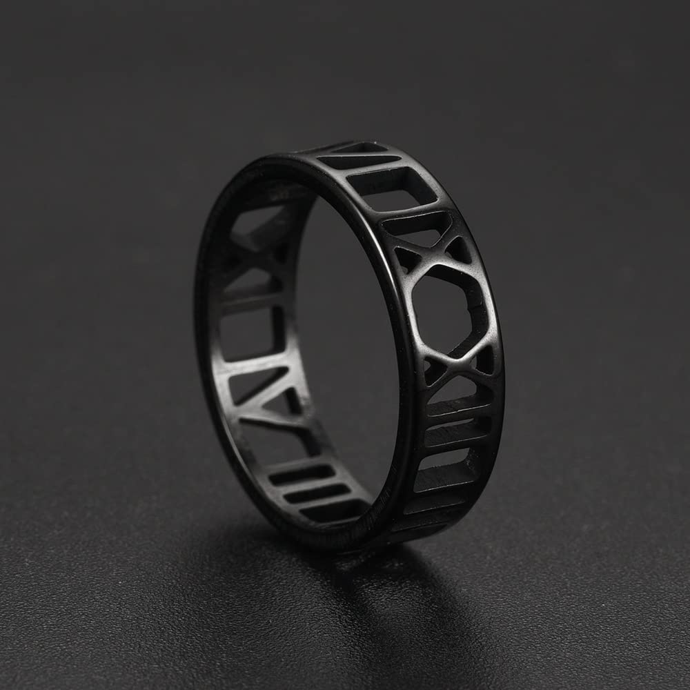 4pcs Hollow Out Roman Numeral Rings Set Stainless Steel Gold Plated Delicate Elegant Unisex Band Rings-7