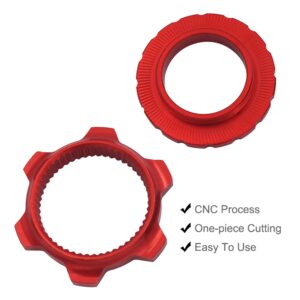 Saipe Aluminum Alloy Bicycle Centerlock Adapter 6-Bolt Disc Brake Rotor Adapter Center Lock Adapter with Lock Ring Hub Spacer Bicycle Accessories for Mountain/Road Bike 9/12/15mm hub axles (Red)