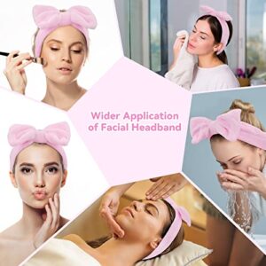 Ondder Spa Headband for Washing Face 8 Pack Pink Skincare Headbands for Women Girls Terry Cloth Cute Bow Head Bands