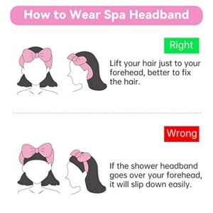 Ondder Spa Headband for Washing Face 8 Pack Pink Skincare Headbands for Women Girls Terry Cloth Cute Bow Head Bands