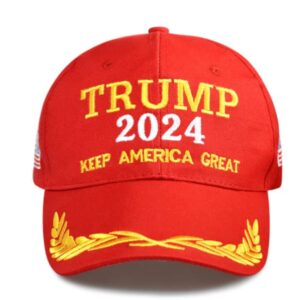 2pcs Trump Hat 2024 Trump Keep America Great Red Baseball Cap with America Flag Adjustable Cap